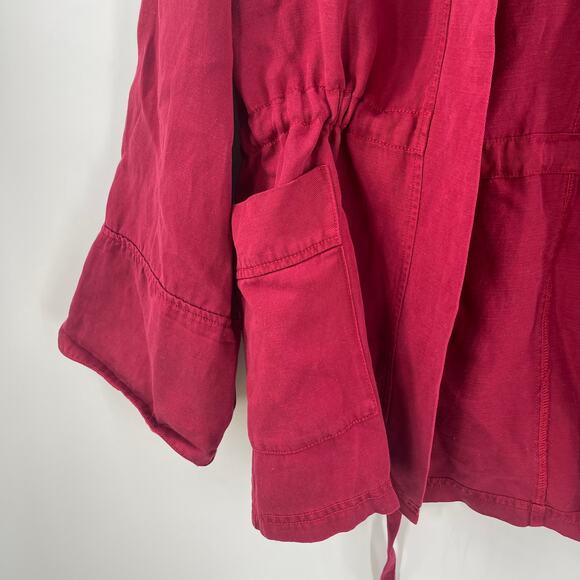 DEAR JOHN Jacket Size Small Linen Blend NWT Cinch Pockets Open Lightweight - Picture 11 of 16
